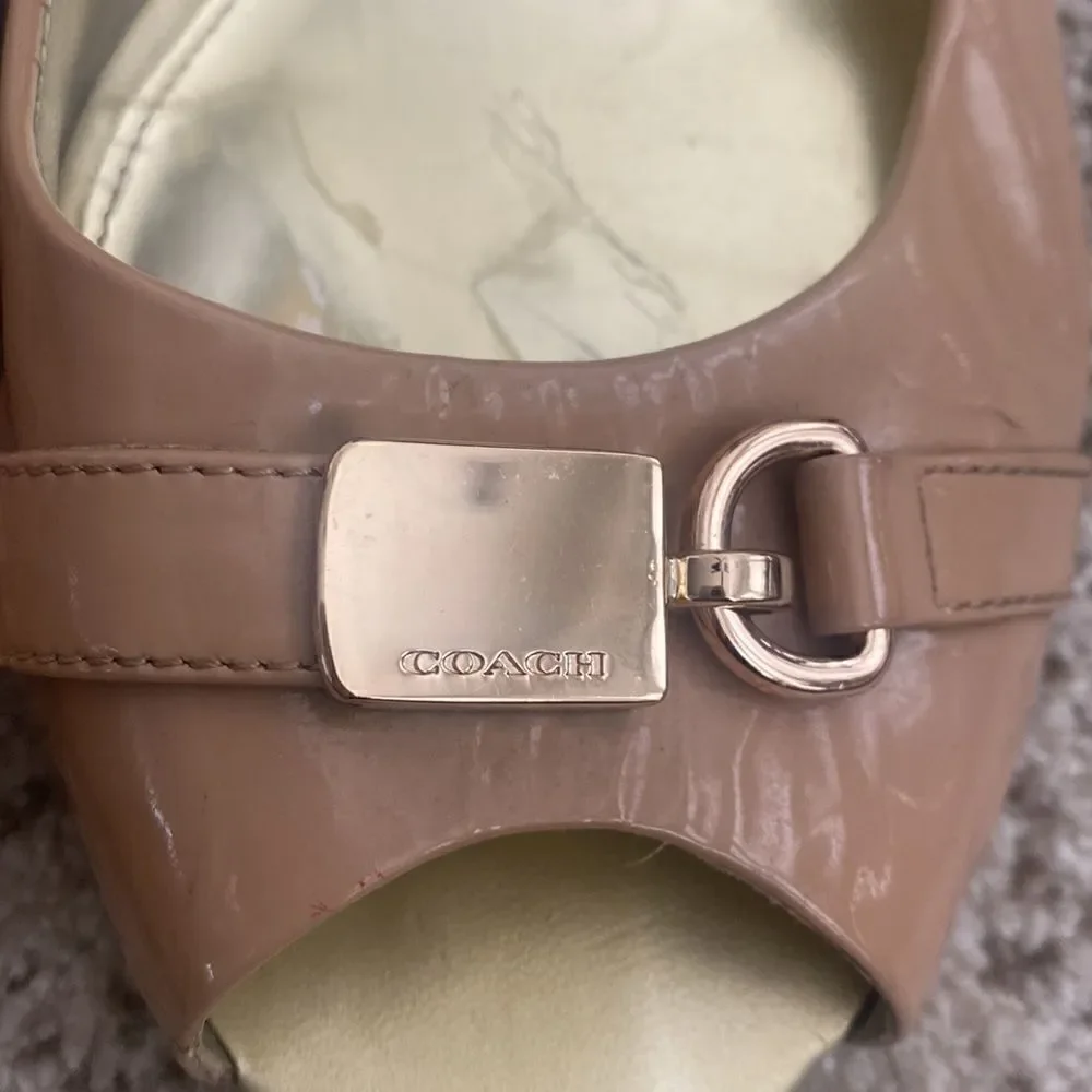 Coach Tan Wedge Patent Leather Shoes 1-